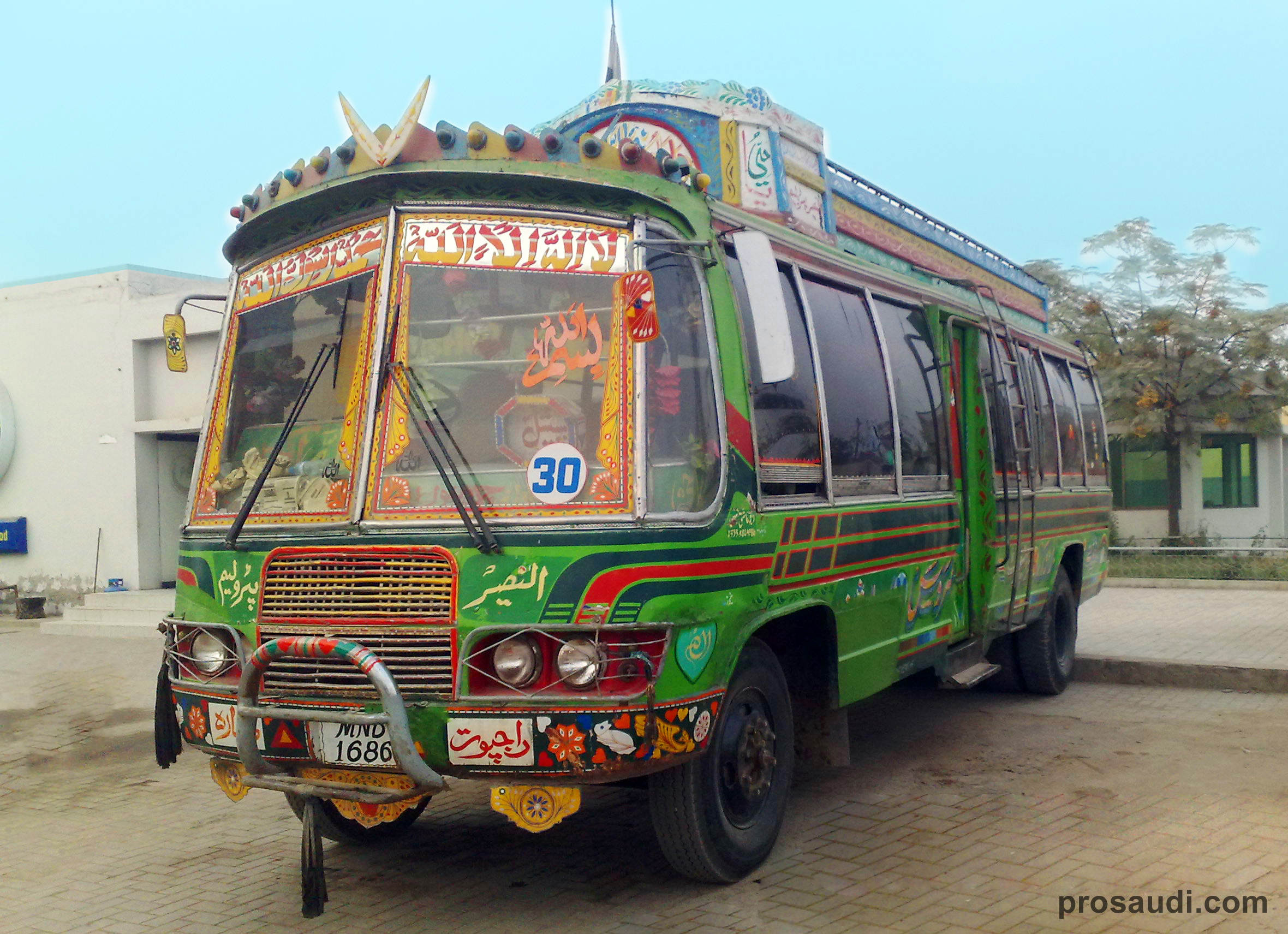 Pakistani Passenger Bus with Traditional Decoration